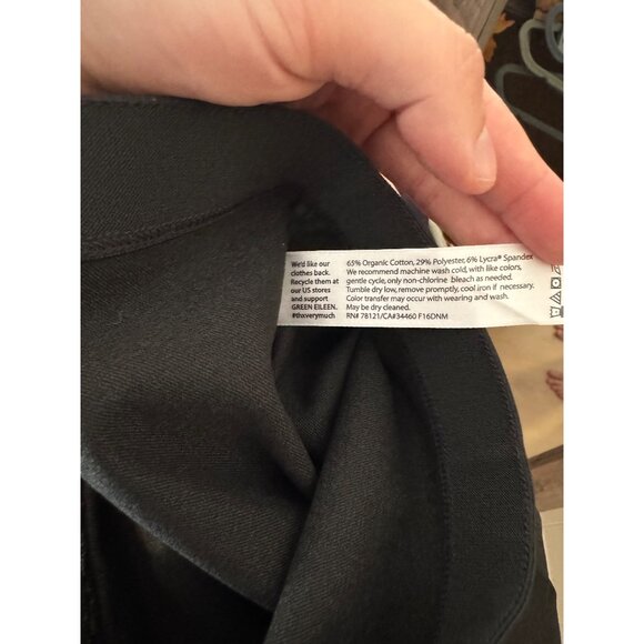 Eileen Fisher Satin Sheen Pant Size Large Womens Tailored Black Pull On - Picture 3 of 4